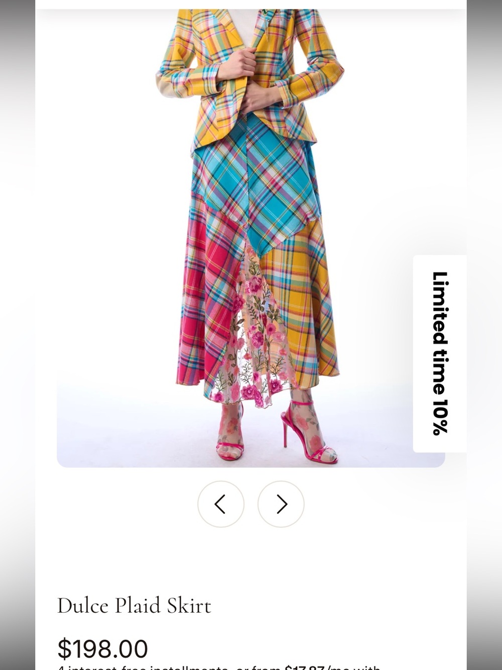 NWT Aratta Silent Journey- Dulce Plaid Skirt - Picture 2 of 15